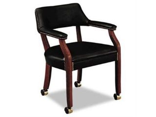 HON 6500 Series Guest Arm Chair w/Casters, Black Vinyl Upholstery