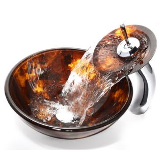 Kraus Autumn Glass 14 Vessel Sink and Waterfall Faucet   C GV 410 14
