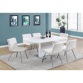 White Faux Leather Chrome Metal Dining Chair (Set of 2)   16852952