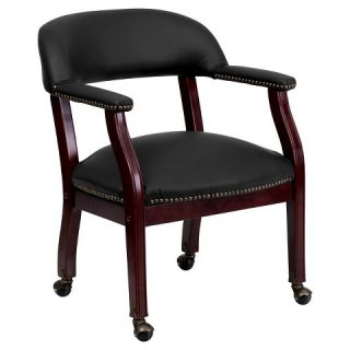 Black Leather Conference Chair with Casters