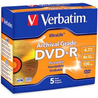 Verbatim 96320 UltraLife 4.7GB 8X Archival Grade DVD R (5pk, Jewel Case)