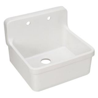 KOHLER Gilford Apron Front Wall Mount Vitreous China 24 in. 2 Hole Single Bowl Kitchen Sink in White K 12701 0