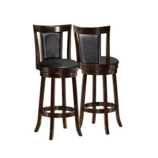 Monarch Specialties 43 in. H Black/Cappuccino Wood Swivel Barstool (2 Piece) I 1287