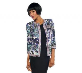 Joan Rivers Moroccan Flair Knit Jacket w/ 3/4 Sleeves —