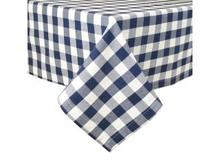 Country Classic Navy Blue & Pure White Checkered Square Table Cloth 52" x 52"