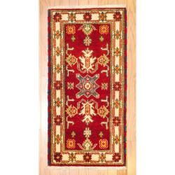 Herat Oriental Indo Traditional Hand knotted Kazak Red/ Ivory Wool Rug