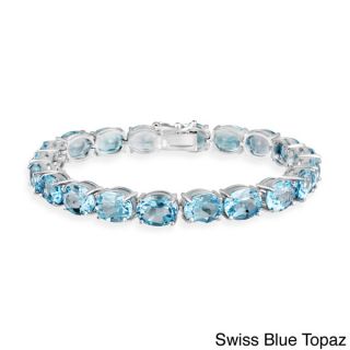 Glitzy Rocks Sterling Silver 44 CTW Blue Topaz Bracelet