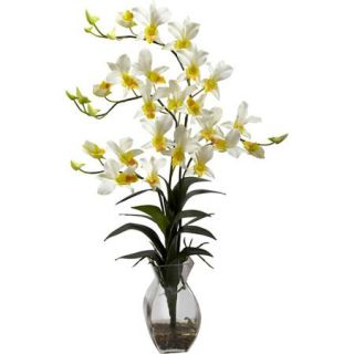 Nearly Natural Dendrobium Orchid with Vase Arrangement, Cream