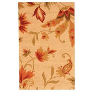 Indo Hand tufted Beige Floral Wool Rug (2'6 x 4')