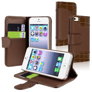 BasAcc Brown Leather Case with Card Holder for Apple iPhone 5/ 5S