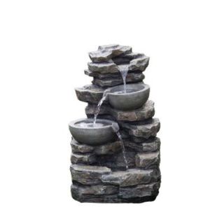 Jeco Rock and Pot Waterfall Water Fountain without Light FCL081