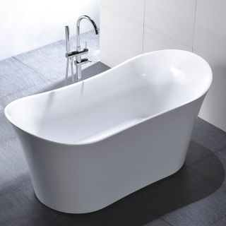 Freestanding 67 inch Slipper Style White Acrylic Bathtub   16364915