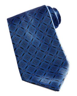 Stefano Ricci Medallion Pattern Silk Tie, Blue