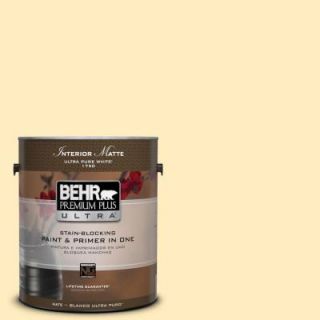 BEHR Premium Plus Ultra 1 gal. #P290 1 Soft Buttercup Matte Interior Paint 175001