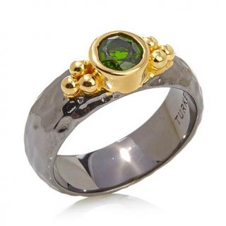 Jewels of Istanbul Round Gemstone Stackable Gold Plated Sterling Silver Ring   7854721