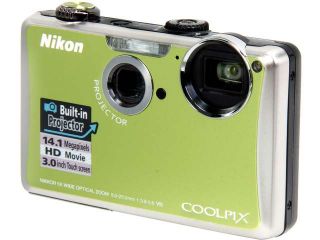 Refurbished Nikon Coolpix S1100pj 14MP Digital Camera With Built in Projector (Green)