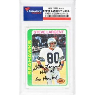 Steve Largent Seattle Seahawks Autographed 1978 Topps #443 Card with HOF 95 & Go Hawks Inscription   Memories   Memories   Fanatics Authentic Certified
