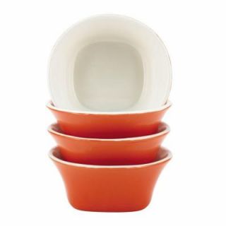 Rachael Ray Dinnerware Round and Square 4 Piece Stoneware Fruit Bowl Set in Orange 58775