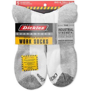 Dickies   Big and Tall Men's Dri Tech Comfort Quarter Work Socks Size 12 15, 5 Pack