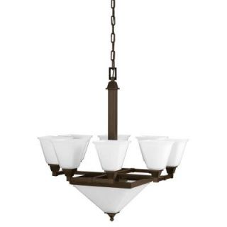 Sea Gull Lighting Denhelm 10 Light Burnt Sienna Chandelier with Inside White Painted Etched Glass 3250410 710