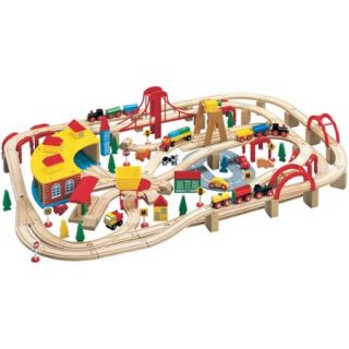 Wooden Train Play Set, 145 Piece