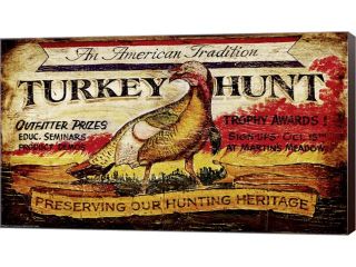 Turkey Hunt by Red Horse Signs Canvas Art, Size 14.5 X 8.5