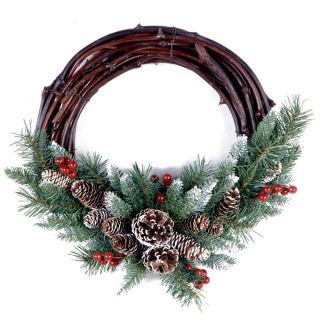 24 inch Glittery Bristle Pine Wreath   16767865  