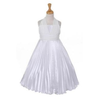 Girls Ivory Chiffon Satin Pleated Special Occasion Dress 8