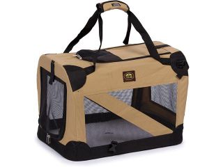 Pet Life H2KHXS 3M Collapsible Travel Soft Folding Pet Dog Crate Carrier with 3M Thinsulate Technology   Khaki   Extra Small