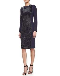 Escada Graduated Floral Hand Embroidered Dress