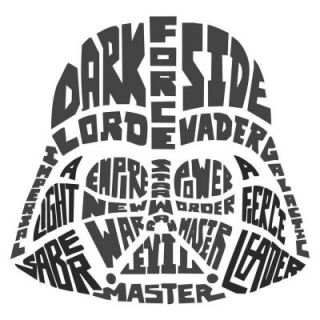 RoomMates 19 in. Multi Color Star Wars Typographic Darth Vadar Peel and Stick Giant Wall Decals RMK2383GM