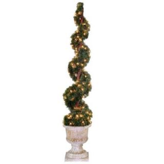 National Tree Company 60 in. Upright Juniper Spiral Tree with Decorative Urn with 150 Clear Lights LCYSP4 302 60