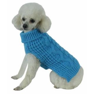 PET LIFE Large Light Blue Swivel Swirl Heavy Cable Knitted Fashion Designer Dog Sweater SW11BLLG