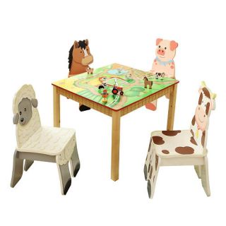 Fantasy Fields Happy Farm Table and Set of 4 Chairs    Teamson Design Corp