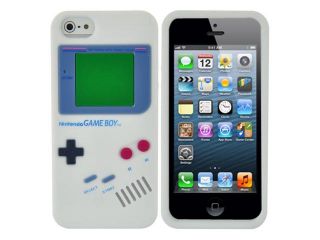 White Game Boy Style Silicone Soft Case Cover Skin For iPhone 5 5G 