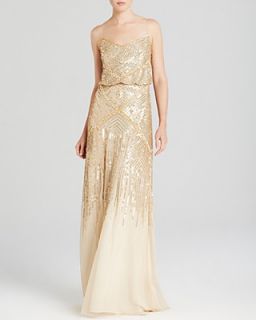 Adrianna Papell Sleeveless Beaded Blouson Gown   Exclusive