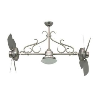 Yosemite Home Decor Typhoon 26 in. Indoor Brushed Nickel Frame Twin Ceiling Fan with Light Kit and Blades with Frosted Shade DISCONTINUED TYPHOON BN