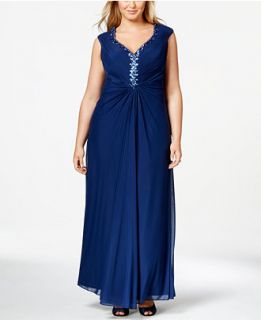Patra Plus Size Beaded Pleated Gown   Dresses   Women