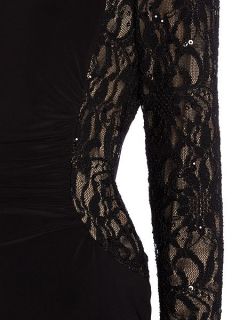 Lauren Ralph Lauren Long sleeve jersey dress with matte sequins Black