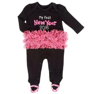 Koala Kids Girls Black/Pink "My First New Year 2015" Tutu Footie with Mary Jane Foot Detail    Babies R Us