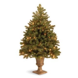 National Tree Co. Noble Deluxe Fir Pre Lit 3' 4'' Green Fir Artificial Christmas Tree with 100 LED White Lights with Urn Base