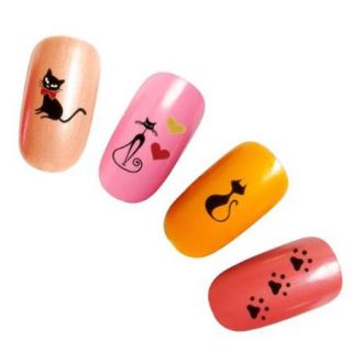 BMC Nail Art Water Transfer Stickers Tattoo Effect Decal Cats Paws Eyes Bows