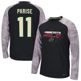 Zach Parise Minnesota Wild Reebok TNT Long Sleeve PlayDry Name & Number T Shirt   Black