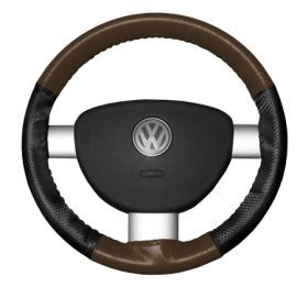 2015 Toyota Sienna Leather Steering Wheel Covers   Wheelskins Brown/Black Perf 15 1/4 X 4 1/2   Wheelskins EuroPerf Perforated Leather Steering Wheel Covers
