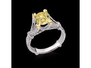 Gorgeous 3.51 carats yellow canary diamond wedding ring gold 14K