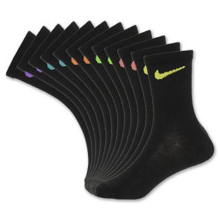 Nike 6 Pack Multi Color Swoosh Kids Crew Socks   BNK6496 BLK