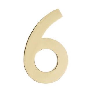 Architectural Mailboxes 4 In. Polished Brass Floating House Number 6 3582PB 6