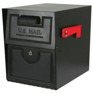 Gibraltar Mailboxes Defender Locking Steel Post Mount Mailbox in Black DMSK0B01