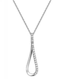 Diamond Necklace, Sterling Silver Diamond Raindrop Pendant (1/4 ct. t