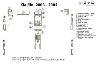 2003, 2004, 2005 Kia Rio Wood Dash Kits   B&I WD524B DCF   B&I Dash Kits